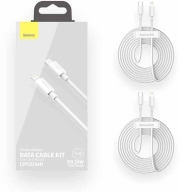 BASEUS SIMPLE WISDOM DATA CABLE KIT 2-PACK TYPE-C TO LIGHTNING PD 20W 5A 1.5M WHITE