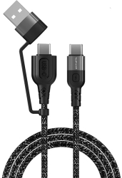 4SMARTS 4SMARTS USB-A AND USB-C TO USB-C CABLE COMBOCORD CA 1.5M FABRIC MONOCHROME