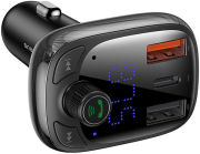 BASEUS BASEUS T TYPED S-13 WIRELESS MP3/FM-TRANSMITTER CAR KIT + CHARGER PPS QUICK CHARGE BLACK