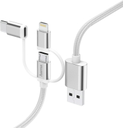 HAMA HAMA 183306 3-IN-1 MICRO-USB CABLE WITH ADAPTER FOR USB TYPE-C AND LIGHTNING, 0.2M, WHI