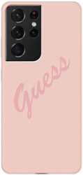 GUESS GUESS SILICONE CASE SILICONE VINTAGE SCRIPT FOR SAMSUNG GALAXY S21 ULTRA 5G G998 PINK
