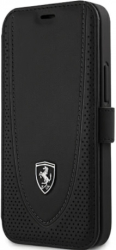 FERRARI FERRARI LEATHER COVER OFF TRACK PERFORATED FOR APPLE IPHONE 12 MINI BLACK FEOGOFLBKP12SBK