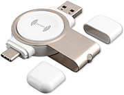 4SMARTS WIRELESS CHARGER VOLTBEAM MINI 2.5W APPLE WATCH 1-7 WITH USB-A + USB-C PORT WHITE φωτογραφία