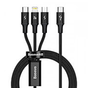BASEUS RAPID SERIES 3-IN-1 CABLE USB-C TO MICRO-USB + LIGHTNING + TYPE-C 20W 1.5M BLACK