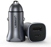 CAR CHARGER UGREEN CD130 30W PD+USB QC3.0 SILVER 40858