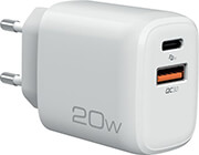NOD E-WALL AC20 UNIVERSAL ΦΟΡΤΙΣΤΗς USB-A QC3.0 &amp; USB-C PD3.0 20W WHITE