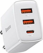 BASEUS BASEUS WALL COMPACT QUICK CHARGER 2XUSB + TYPE-C PD 3A 30W WHITE