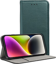 SMART MAGNETO BOOK CASE FOR IPHONE 15 PLUS DARK GREEN