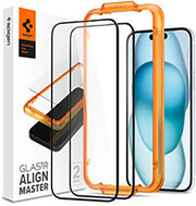 SPIGEN GLASS TR ALIGNMASTER 2 PACK FC BLACK FOR IPHONE 15