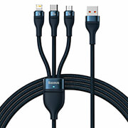 BASEUS CABLE 3IN1 FLASH II USB LIGHTNING + TYPE-C + MICRO-USB 1.2M 100W 3.5A BLUE