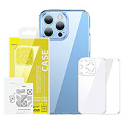 BASEUS BASEUS IPHONE 14 PLUS SUPER CERAMIC TRANSPARENT GLASS CASE + TEMPERED GLASS SET