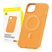 BASEUS BASEUS IPHONE 15 PRO MAX MAGNETIC CASE FAUXTHER SERIES ORANGE