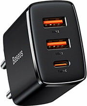 BASEUS CUBE FAST CHARGER 30W 2X USB + TYPE-C PORTS CLUSTER BLACK