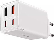 BASEUS BASEUS GAN6 PRO FAST CHARGER 65W 2X USB + 2X TYPE-C MOON WHITE+ 1M 100W CABLE
