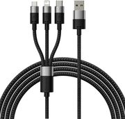 BASEUS STARSPEED 3-IN-1 FAST CHARGING DATA CABLE USB TO MICRO-USB + LIGHTNING+TYPE-C 3.5A 1.2M BLAC