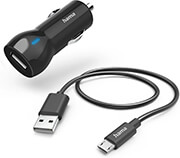 HAMA HAMA 201613 CAR CHARGER WITH MICRO-USB CHARGING CABLE, 12 W, 1.0 M, BLACK