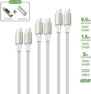 4SMARTS 4SMARTS TYPE-C TO TYPE-C CABLES PREMIUMCORD 60W SET OF 3 PIECES 0.5M+1.5M+3M + DIGITAL ADAPTER