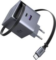 UGREEN WALL CHARGER X615 65W 3A 1 X USB-A - 1 X TYPE-C WITH TYPE-C CABLE GREY