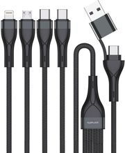 4SMARTS 4SMARTS USB TYPE-C/TYPE-A MULTI-CHARGING CABLE 4-IN-2 1.2M BLACK