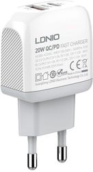 LDNIO LDNIO 2316C WALL CHARGER 20W QC/PD USB-A, USB-C