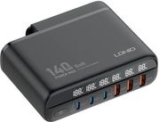 LDNIO LDNIO A6140C DESKTOP CHARGER PD/QC GAN 140W 3 USB-C + 3X USB A