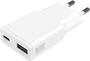 4SMARTS WALL CHARGER PD PLUG DUOS SLIM 20W GAN TYPE-C+ USB-A WHITE