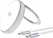 4SMARTS 4SMARTS WIRELESS CHARGER 15W QI2 KICKSTAND SILVER / WHITE
