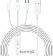 BASEUS SUPERIOR SERIES USB-A TO LIGHTNING/MICROUSB/USB-C CABLE 20W 2A 1.2M WHITE CAMLTYS-02