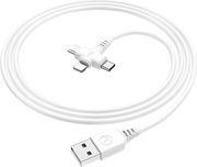 LAMTECH LAMTECH 3 IN 1 CHARGING USB CABLE TO TYPE-C/LIGHTNING/MICRO USB 1M WHITE LAM113102