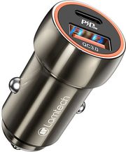LAMTECH METAL CAR CHARGER QC3.0 &amp; PD20W METAL GRAY LAM112662