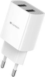 LAMTECH LAMTECH TRAVEL WALL CHARGER 2.1A WITH 2XUSB WHITE LAM020694