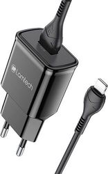 LAMTECH WALL CHARGER QC3.0 18W WITH LIGHTNING CABLE 1M BLACK LAM020151