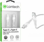 LAMTECH HQ UNBREAKABLE CABLE TYPE-C TO TYPE-C WHITE 2M LAM023633