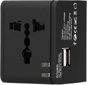 LAMTECH LAMTECH UNIVERSAL TRAVEL ADAPTER WITH 2 USB PORTS AC 6A BLACK LAM113829