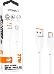 LAMTECH HIGH POWER CABLE USB TO TYPE-C 1M 27W WHITE LAM114512