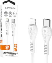 LAMTECH FAST CHARGING AND DATA CABLE TYPE-C TO LIGHTNING 1M 27W WHITE LAM114505
