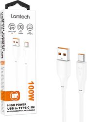 LAMTECH LAMTECH HIGH POWER CABLE USB TO TYPE-C 1M 100W WHITE LAM114529