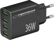 ESPERANZA EZC107K QUICK POWER CHARGER 36W 4X USB-A QC 3.0 18W