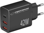 ESPERANZA EZC106K QUICK POWER CHARGER 42W USB-C PD 30W / 2X USB-A 12W
