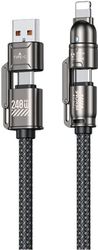 WK CHARGING CABLE 4 IN 1 WK 240W USB/TYPE-C TO I6/TYPE-C BLACK 1.2M WDC-50