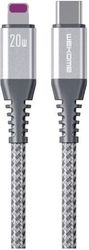 WK CHARGING CABLE WK 20W PD TYPE-C/I6 RAYTHON SILVER 1M WDC-171 6A