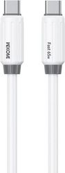 WK CHARGING CABLE WK 65W TYPE-C/TYPE-C WHITE 1M WDC-28