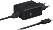 SAMSUNG WALL CHARGER 50W 2X TYPE-C+ TYPE-C CABLE BLACK EP-T5020XB