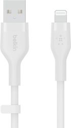 BELKIN CAA008BT2MWH BOOST CHARGE USB-A - LIGHTNING SILICON CABLE 2.0M WHITE