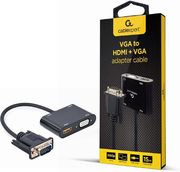 CABLEXPERT VGA TO HDMI+VGA ADAPTER CABLE 0,15M BLACK RETAIL PACK A-VGA-HDMI-02