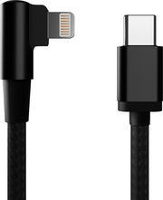CABLEXPERT CABLEXPERT ANGLED COTTON BRAIDED 8PIN USB CM-8PIN CHARGING &amp; DATA CABLE 0.2M BL CC-USB2-CMLML-0.2M