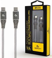 CABLEXPERT 60W TYPE-C PD PREMIUM CHARGING &amp; DATA CABLE 1,5M SPACEGREY CC-USB2B-CMCM60-1.5M
