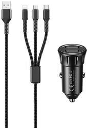 REMAX RCC236 12W (3 IN 1 CAR CHARGER - CABLE)