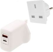 LAMTECH 2-IN-1 EU/UK CHARGER USB QC3.0/TYPE-C WITH ADAPTER 30W LAM980794