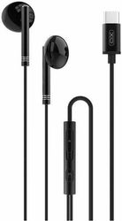 XO EP29 ΕΝΣΥΡΜΑΤΑ ΣΤΕΡΕΟΦΩΝΙΚΑ ΑΚΟΥΣΤΙΚΑ ΜΕ ΜΙΚΡΟΦΩΝΟ ΚΑΙ ΒΥΣΜΑ USB-C ΣΕ ΜΑΥΡΟ ΧΡΩΜΑ